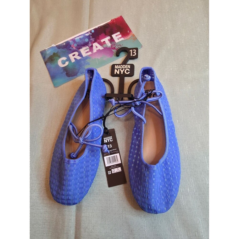 Madden NYC Kids' Blue Dress Ballet Flats with Tie Size 13